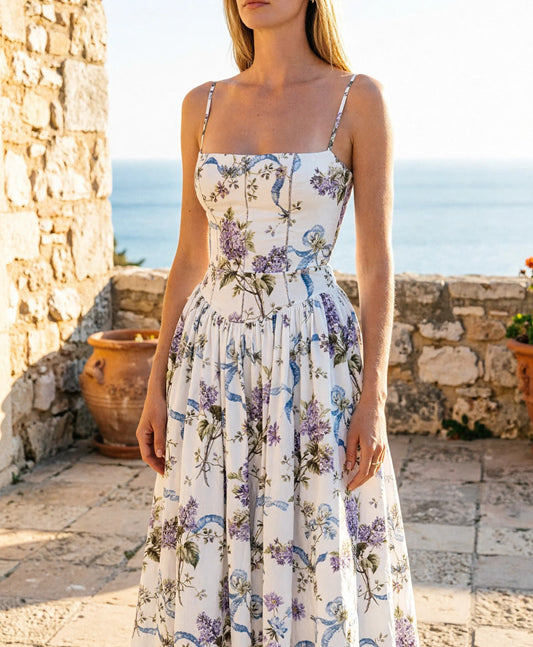 Bianca | Vestido midi floral con corsé