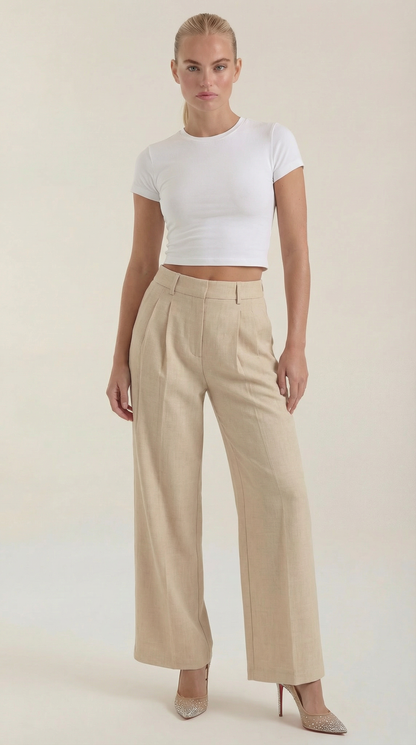 Pantalones Plisados de Cintura Alta Courtney