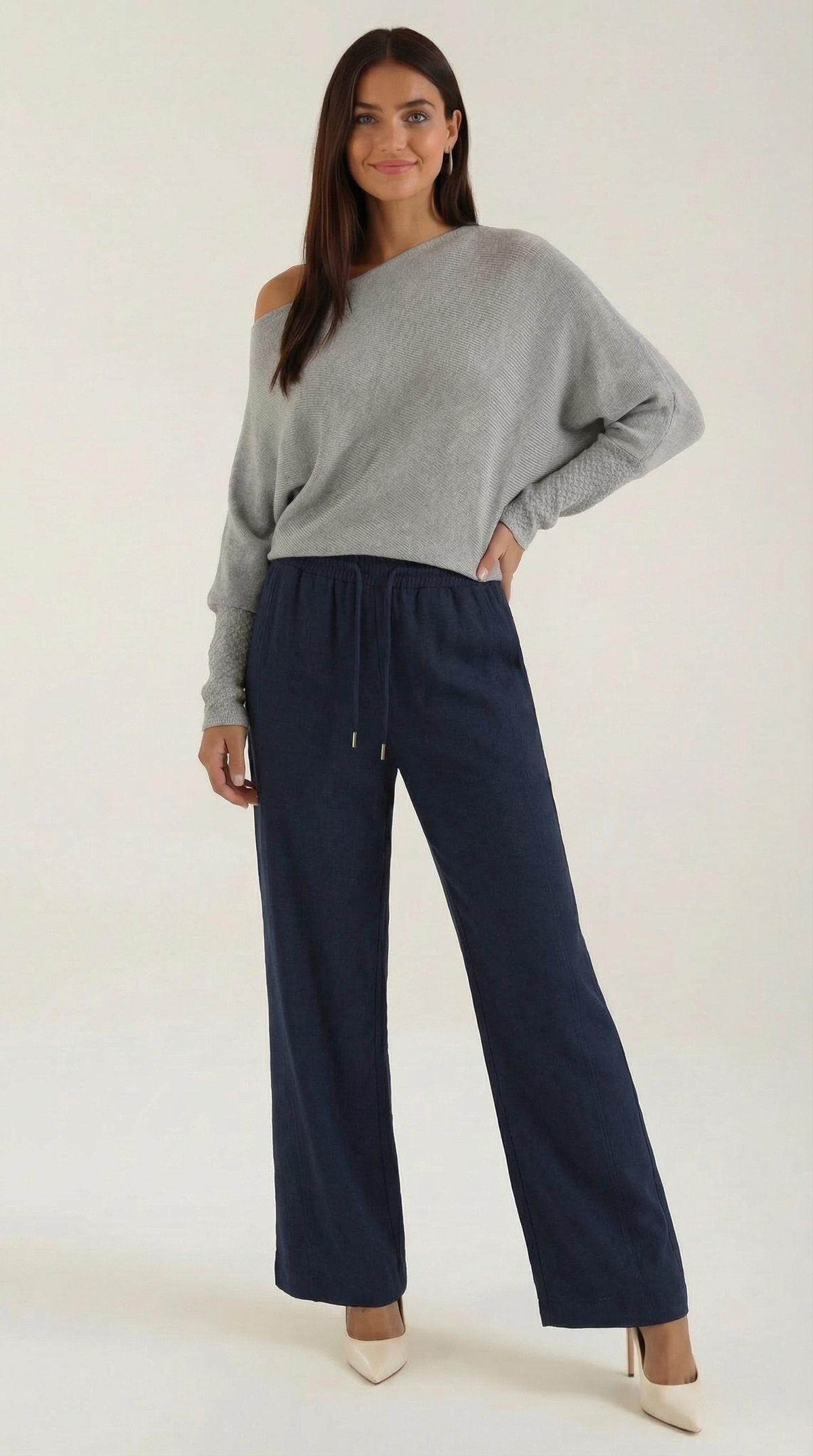 Jeans anchos Kendra con cordón